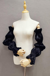 Black Sea-island Filament Detachable Long Sleeves with Ruched CZ0333 - COCOMELODY