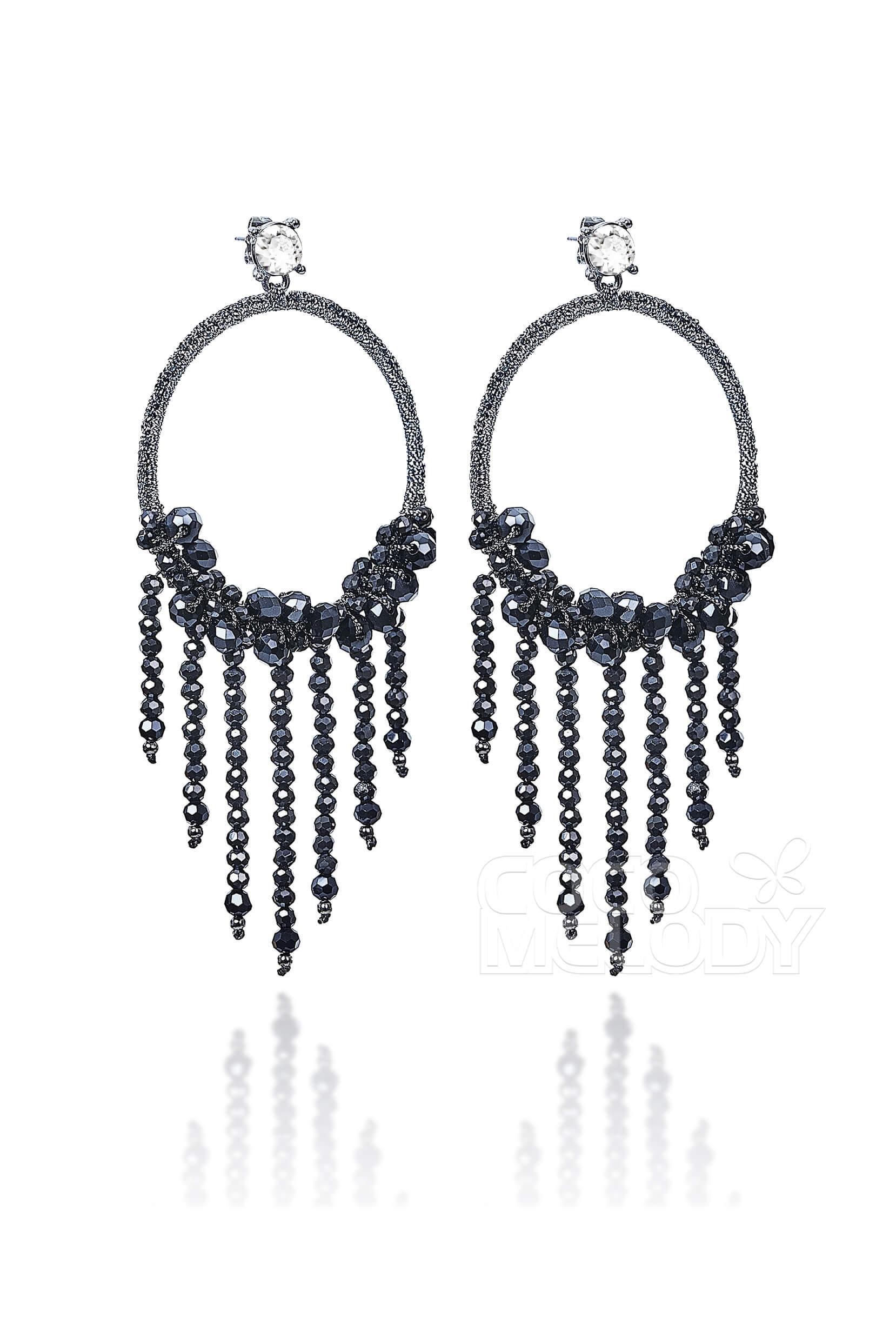 Romantic Alloy Wedding Earrings with Crystals HG18008 - COCOMELODY
