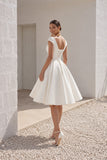 A-Line Knee Length Satin Wedding Dress JWLK16001