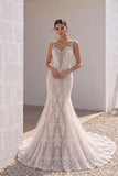 Trumpet-Mermaid Court Train Tulle Lace Wedding Dress LD3905