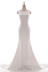 Mermaid Court Train Knitted Fabric Wedding Dress LD5237 - COCOMELODY