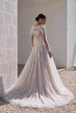 A-Line Court Train Tulle and Lace Wedding Dress LD5693