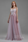 A-Line Sweep-Brush Train Tulle Chiffon Wedding Dress LD5832 - COCOMELODY