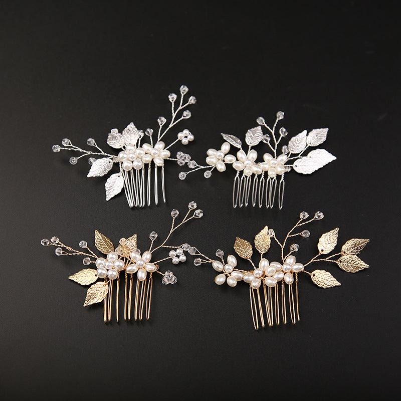 Golden Leaf Bride Combs 2 Pieces 7969295597726 - COCOMELODY