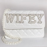 Bride Wifey Mrs Bride Wifey Mrs Alphabet purse Pearl crossbody bag bridal shower 731646137930 - COCOMELODY