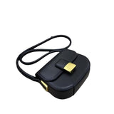 Leather half round saddle bag underarm bag 724733009492 - COCOMELODY