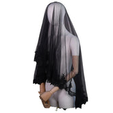 Black Bridal Veil Gothic Lace Hairless Theme Wedding 777789185173 - COCOMELODY