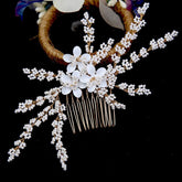 Gold Leaf Updo Hair Comb Handmade Bride Crown Headpiece Flower hair comb bridal accessories 771680467137 - COCOMELODY