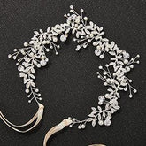 Explosive white handmade Crystal Tiara Bridal garland Hair accessories Pearl headband Headpieces 692378900508 - COCOMELODY