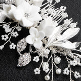 Pearl beaded hair comb Handmade ceramic flower comb 589015686895 - COCOMELODY