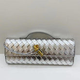 Leather clutch bag Hold leather woven square dinner bag 788440003397 - COCOMELODY