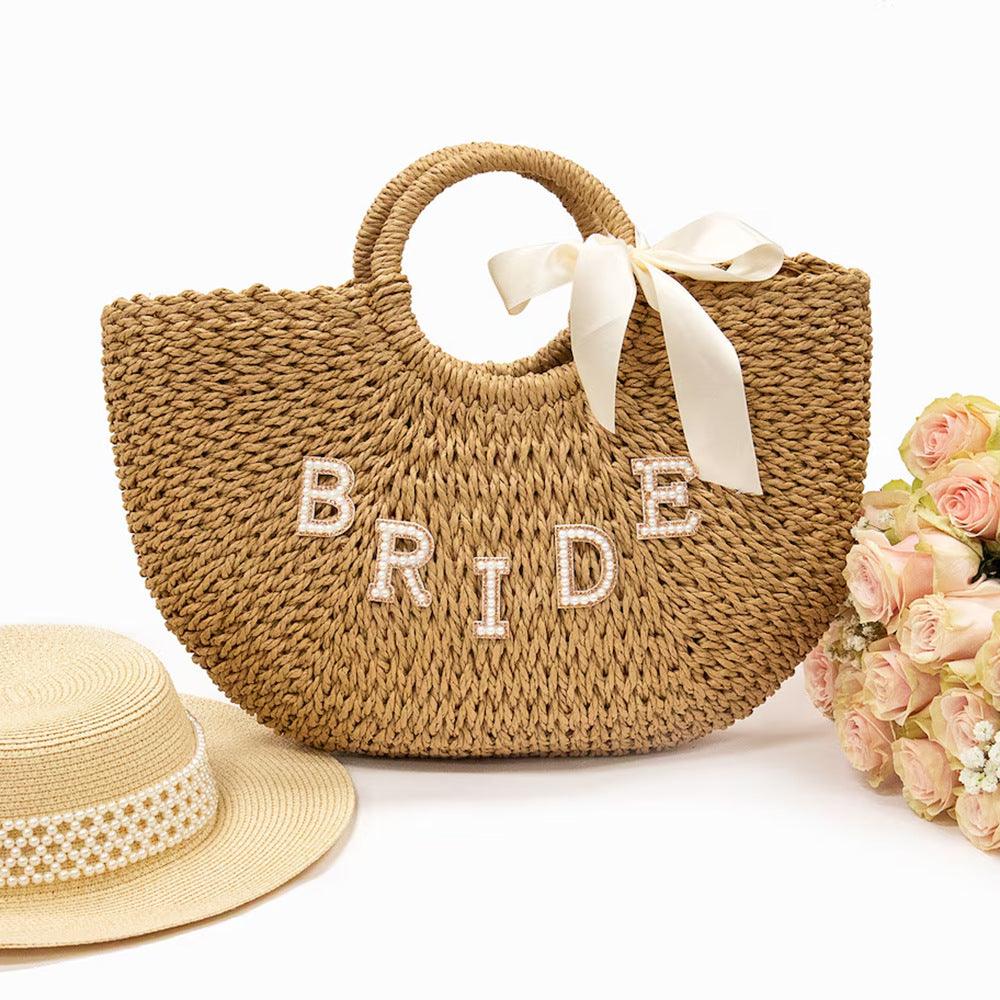 English letters Bride Mrs Straw bag wedding Bride bachelor party honeymoon 787587608952 - COCOMELODY