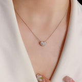 Double sided micro shell set love lock necklace 716747388121 - COCOMELODY