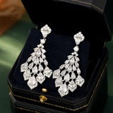 Diamond feather earrings 712913607847 - COCOMELODY