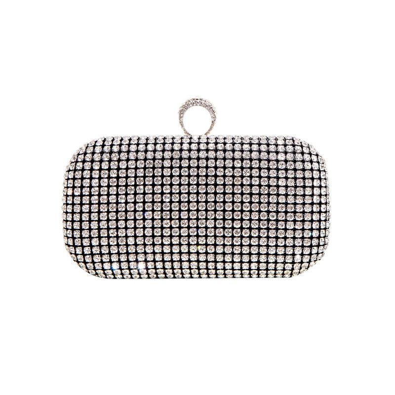 Hand diamond-encrusted dinner bag Hand bag chain small square bag 689059915170 - COCOMELODY