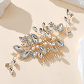 Bridal hair comb Wedding ladies Vintage updo accessories Handmade rhinestone pearl hair comb 757689767059 - COCOMELODY