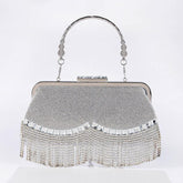 Rhinestone fringe evening bag 788222596906 - COCOMELODY