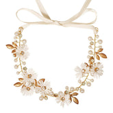 Bridal Headpieces Girls hair pieces Fabric flowers Pearl soft chain headpieces 650978170351 - COCOMELODY