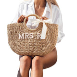 English letters Bride Mrs Straw bag wedding Bride bachelor party honeymoon 787587608952 - COCOMELODY