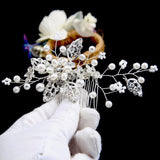 Bridal headdress pearl handmade leaf comb 749571815454 - COCOMELODY