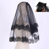 Halloween headwear Ghost bridal veil black short 639316031571 - COCOMELODY