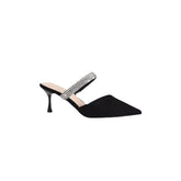Black Rhinestone Pointy Stiletto heel Sandals 671551594825 - COCOMELODY