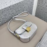 Leather half round saddle bag underarm bag 724733009492 - COCOMELODY