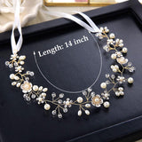 Bridal accessories Beautiful flowers handmade beaded headband Crystal pearl headband 734322003958 - COCOMELODY