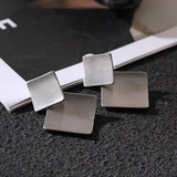 Simple square geometry alloy earrings Fashion light luxury all-in-one women's ear clips 720384731306 - COCOMELODY