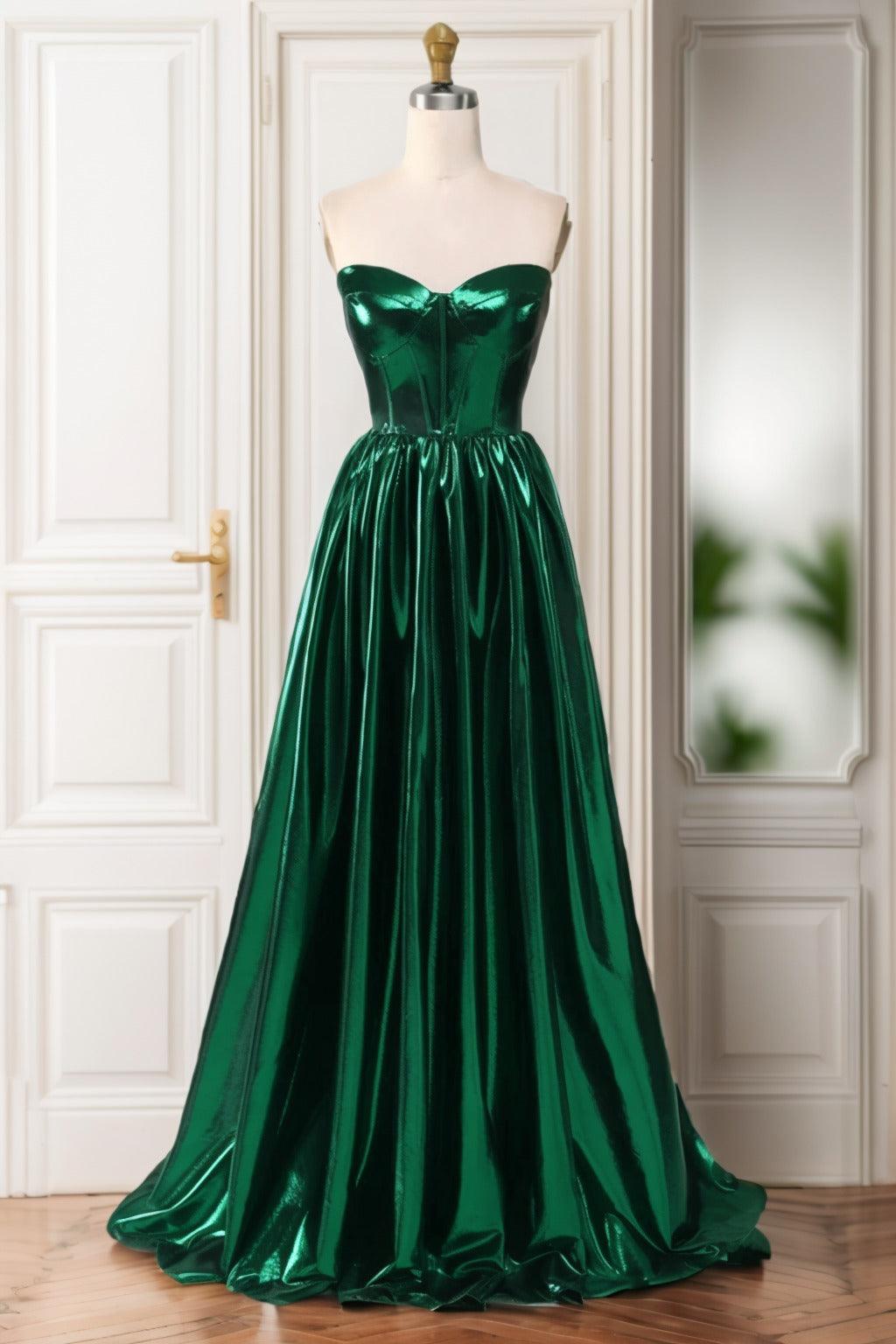 A-Line Sweep-Brush Train Hot Stamping Cloth Prom Dress CS0446 - COCOMELODY