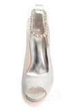 High Heel 11cm Heel Satin Peep Toe Bridal Shoes SWS16006 - COCOMELODY