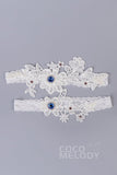 Lace Wedding Garter with Diamond WD17015 - COCOMELODY