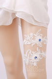 Lace Wedding Garter with Diamond WD17017 - COCOMELODY