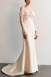 Trumpet-Mermaid Sweep-Brush Train Satin Wedding Dress 811185764987 - COCOMELODY