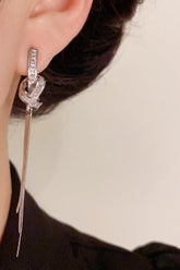 Delicate light luxe zircon knot fringe earrings temperament long earrings 800256901146 - COCOMELODY