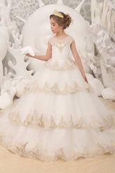 Ball Gown Court Train Tulle Lace Flower Girl Dress 737454268619