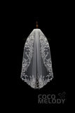 One-tier Lace Edge Tulle Hip Veils with Appliques AV180003 - COCOMELODY