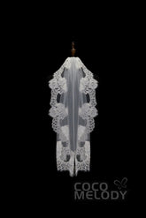 One-tier Lace Edge Tulle Hip Veils with Appliques AV180008 - COCOMELODY