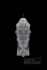 One-tier Lace Edge Tulle Hip Veils with Appliques AV180009 - COCOMELODY