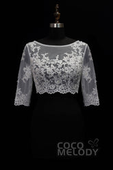 Romantic Ivory Lace Half Sleeve Wedding Wrap CX0015002 - COCOMELODY