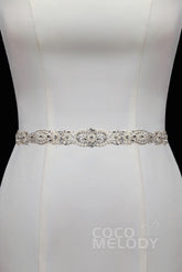 Ribbons Wedding Sash with Rhinestone Imitation Pearl YD18007 - COCOMELODY