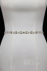 Tulle Wedding Sash with Rhinestone Imitation Pearl YD18005 - COCOMELODY