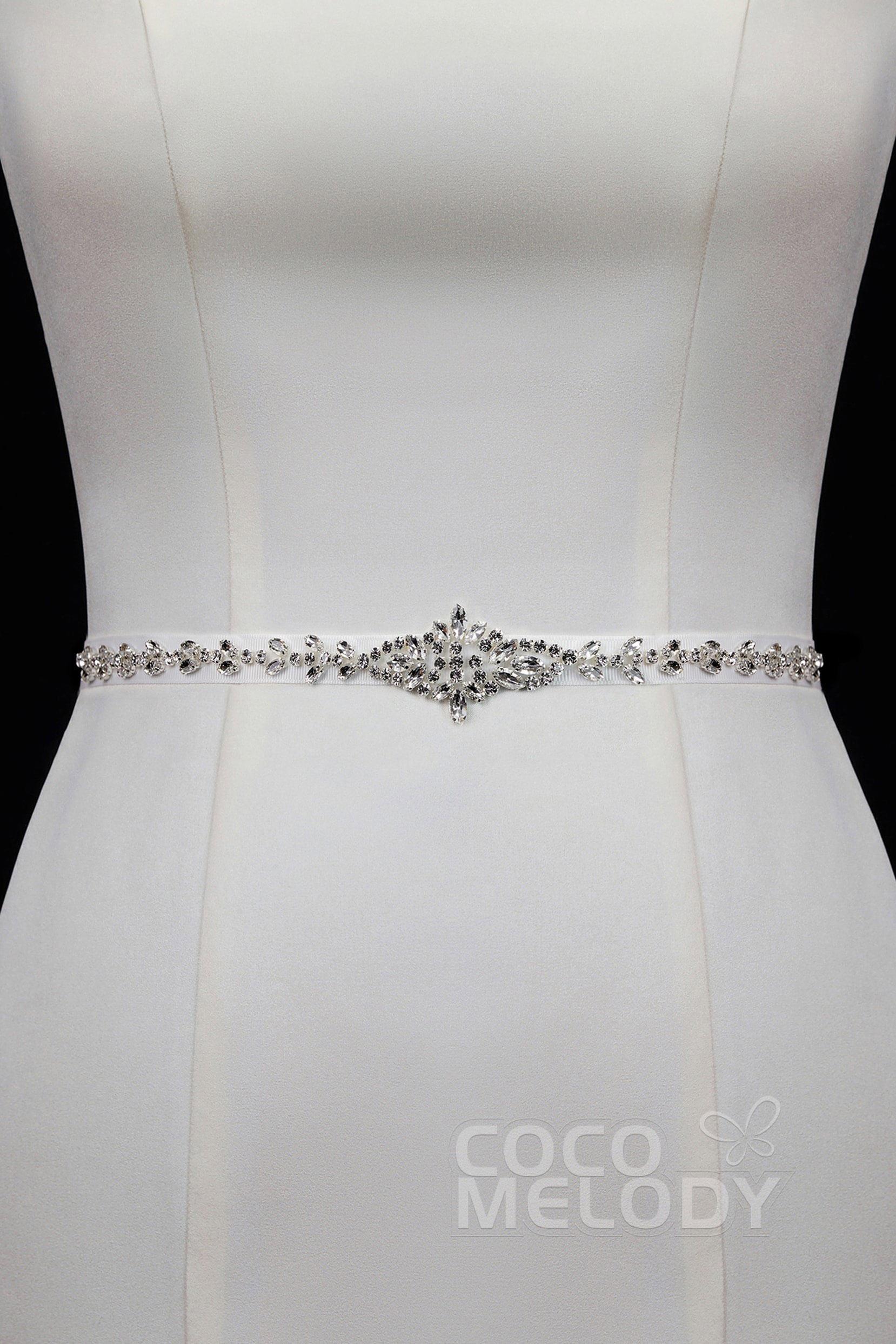 Chic Ribbons Wedding Sash with Rhinestone YD18001 - COCOMELODY