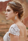 Luxurious Cubic Zirconia Tiara with Imitation Pearl CR17006 - COCOMELODY