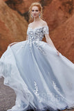 A-Line Sweep-Brush Train Tulle Gothic Wedding Dress LD5830 - COCOMELODY