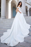 A-Line Court Train Silk satin Wedding Dress LD5801 - COCOMELODY