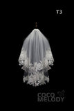 One-tier Lace Edge Tulle Hip Veils with Appliques AV180001 - COCOMELODY