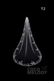 One-tier Lace Edge Tulle Hip Veils with Appliques AV180003 - COCOMELODY