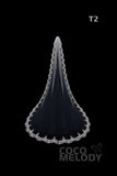 One-tier Lace Edge Tulle Hip Veils with Appliques AV180010 - COCOMELODY