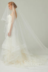 One-tier Lace Edge Tulle Cathedral Veils Appliques AV18020 - COCOMELODY